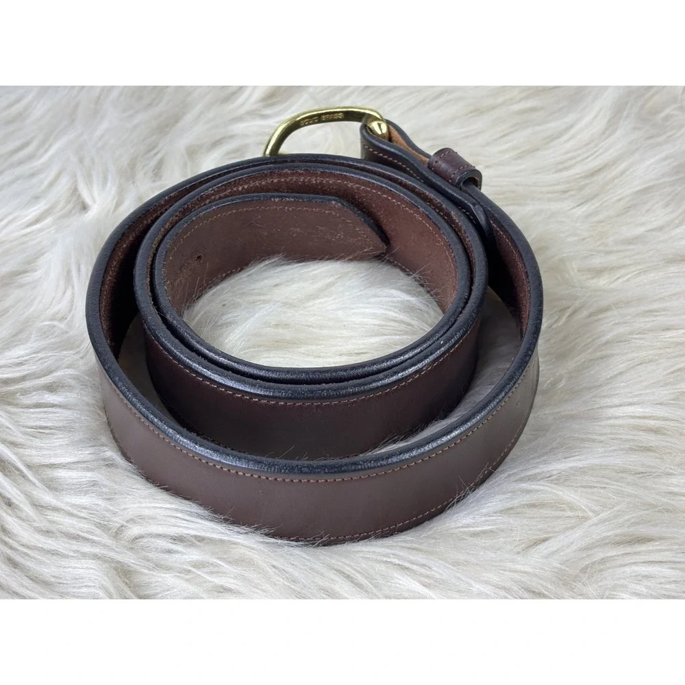 Tory Leather Belt Mens 40 Havana Brown English Bridle Leather Brass USA 1.5